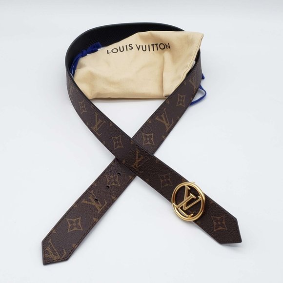 100% Authentic Louis Vuitton Circle Reversible Canvas and Leather Belt 85 - Picture 6 of 13